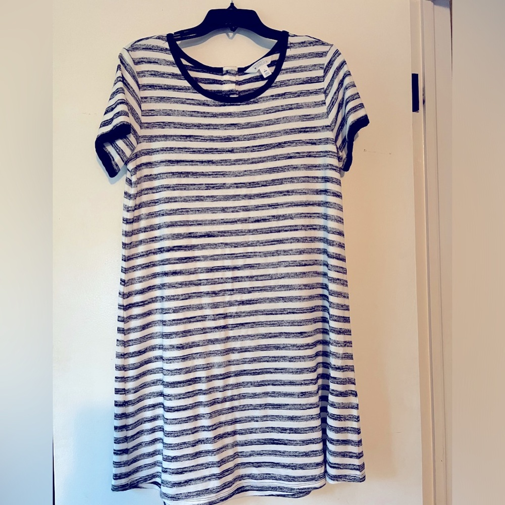 Navy and white striped tshirt dress